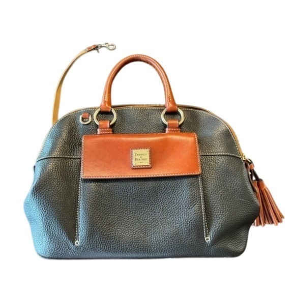 Dooney & Bourke Black and Brown Leather Satchel - Picture 2 of 13